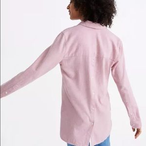 Madewell pink Flannel Boyfriend Button open Back